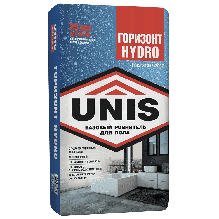 Стяжка для пола Unis Горизонт Hydro цементная 25 кг