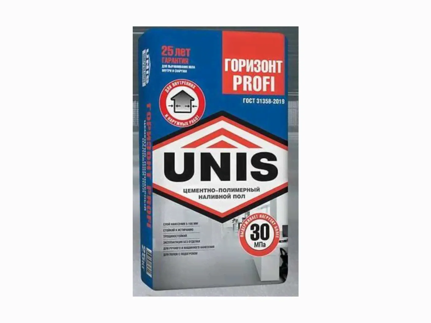 Наливной пол финиш. 5-100мм 30МПа 8-12ч ГОРИЗОНТ PROFI UNIS 20кг